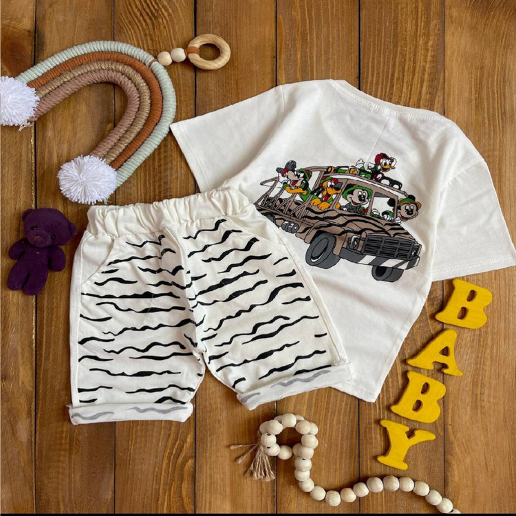 تیشرت شلوارک میکی ماشینی